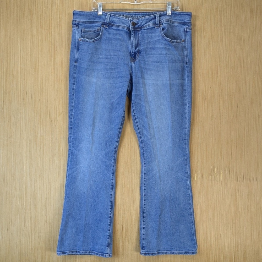 American Eagle Outfitters Women's Kick Boot Jeans Size 18 Blue Stretch X
